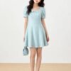 微信图片_20260827152018_1634_8 160129#Square-Neck Short-Sleeve A-Line Mini Dress — Light Blue / Black