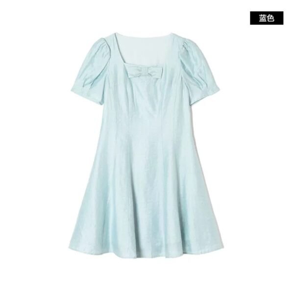 微信图片_20260827152035_1636_8 160129#Square-Neck Short-Sleeve A-Line Mini Dress — Light Blue / Black