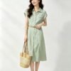 微信图片_20260827152335_1645_8 160130#Sage Green Collared Button-Down Belted Midi Dress