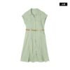 微信图片_20260827152343_1646_8 160130#Sage Green Collared Button-Down Belted Midi Dress