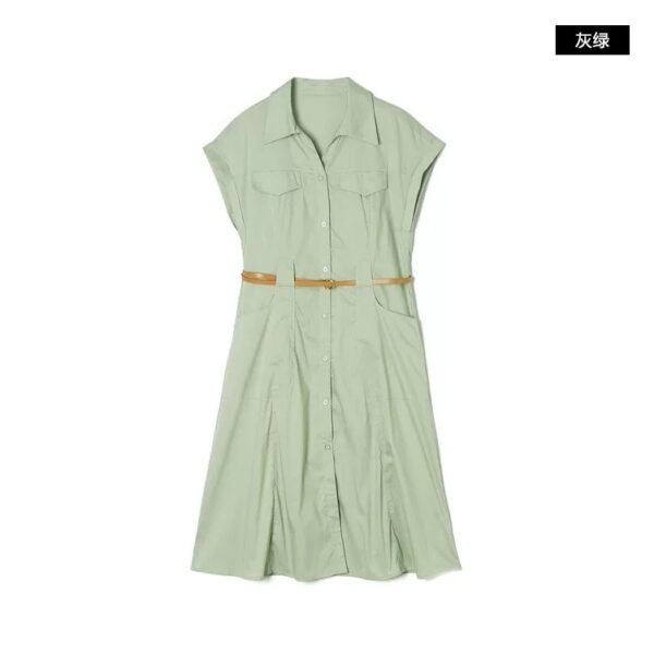 微信图片_20260827152343_1646_8 160130#Sage Green Collared Button-Down Belted Midi Dress