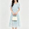 微信图片_20260827152605_1676_8 16133#Embellished Neck Short-Sleeve Flowy Midi Dress — Light Blue / Pale Yellow