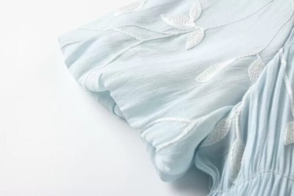微信图片_20260827152632_1683_8 16133#Embellished Neck Short-Sleeve Flowy Midi Dress — Light Blue / Pale Yellow