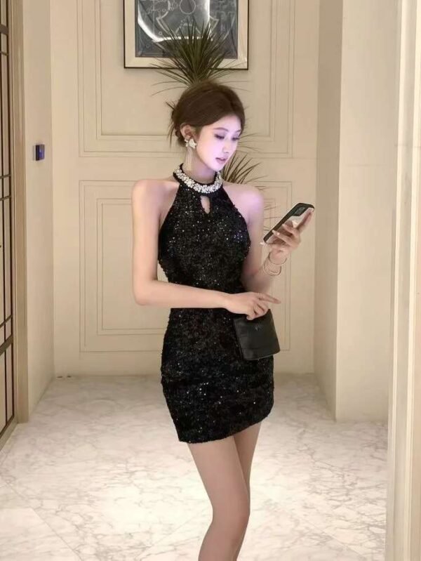 16003#Black Halter Neck Ruched Bodycon Mini Dress