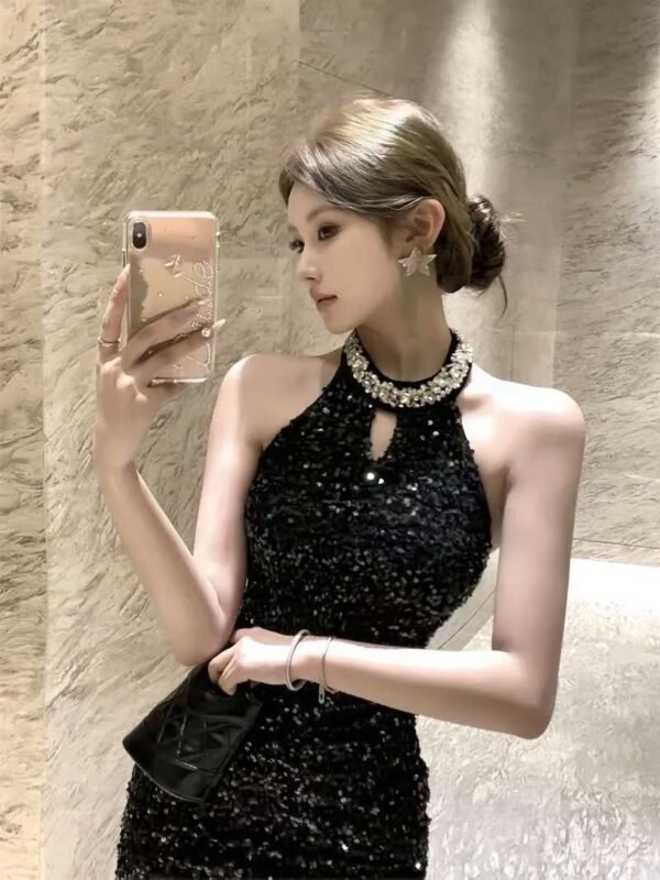 16003#Black Halter Neck Ruched Bodycon Mini Dress