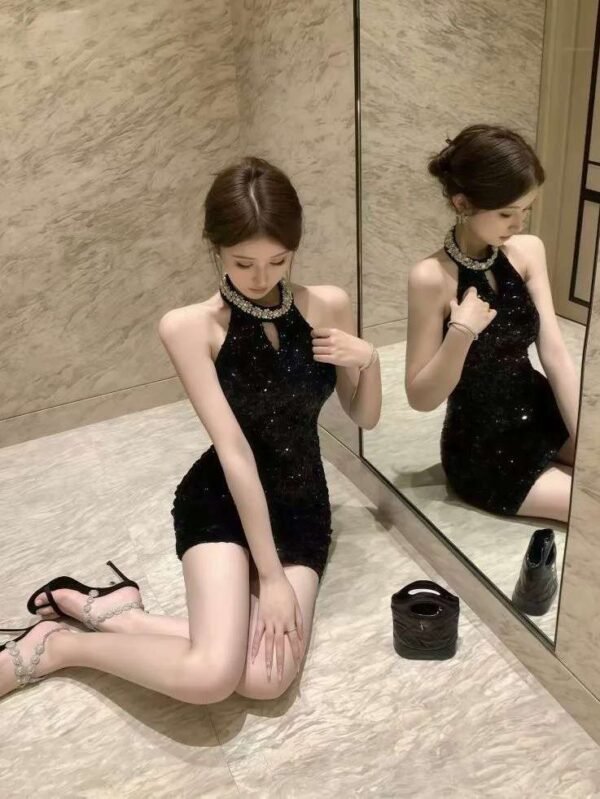 16003#Black Halter Neck Ruched Bodycon Mini Dress