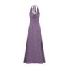 16009#Lavender Halter Neck Knit Sleeveless Midi Dress