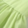 160134#Lime Green Puff-Sleeve Asymmetrical Tiered Mini Dress