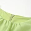 160134#Lime Green Puff-Sleeve Asymmetrical Tiered Mini Dress