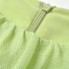 160134#Lime Green Puff-Sleeve Asymmetrical Tiered Mini Dress