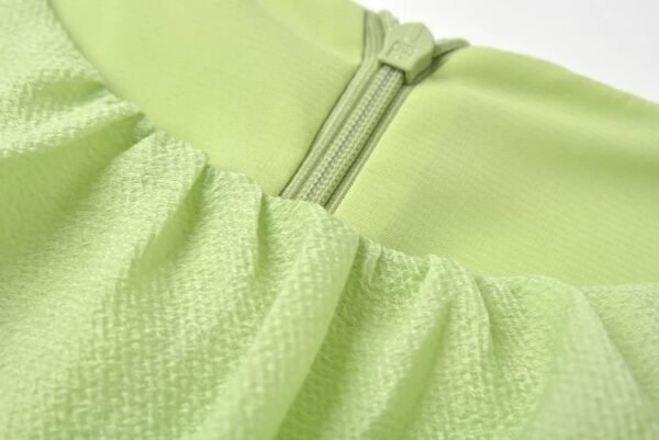 160134#Lime Green Puff-Sleeve Asymmetrical Tiered Mini Dress
