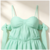 160135#Mint Green Off-Shoulder Ruffled Tiered Mini Dress